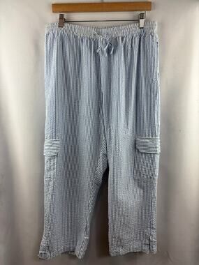 Women’s Silhouettes XL Blue & White Striped Cargo Lounge Pants